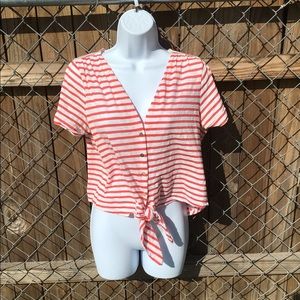 Copper Key Tie Front Top Sz L